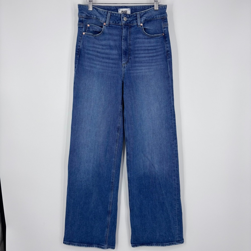 Paige Sasha Jeans Womens 28 Blue High Rise Wide Leg Stefania Distressed Denim - Picture 1 of 10
